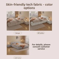 Lit rembourré Cream Cloud avec tête de lit capitonnée douce, disponible en tailles King et Queen, pour chambre principale confortable, mobilier de maison au style princesse