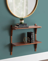 Étagère murale multifonction à 2 niveaux en bois, grande capacité de rangement, en acier inoxydable, pour chambre à coucher, salle de bain, salon, cuisine, bureau