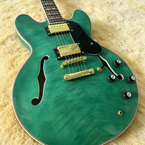 Guitare électrique semi-hollow jazz <span class=keywords><strong>ES335</strong></span> de couleur noire avec corps en acajou et système de vibrato pour les passionnés de musique - Product Image 5