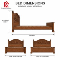 Lit double en bois massif de style chinois moderne et simple, 1,8 m, pliable avec rangement, plateau épaissi pour la maison et l'hôtel