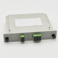 Harga pabrik 1x2 Plug-in Optical Splitter, Sama/tidak sama rasio Split, jenis kaset, SC UPC APC