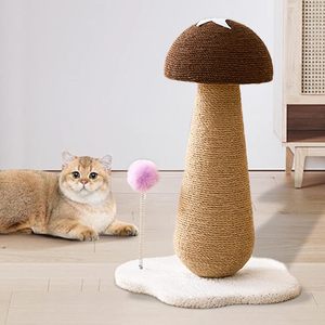 Griffoir pour chat en forme de champignon avec piste interactive pour balles et jouets à ressort, griffoir en sisal durable et mignon pour chat d'intérieur - Product Image 1