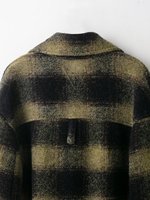 Manteau long à revers à carreaux pour femme, nouvelle collection automne 2026, style décontracté et élégant, chic et rétro, à manches longues