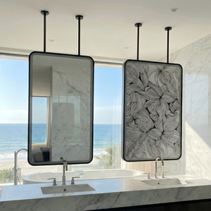 <span class=keywords><strong>Miroir</strong></span> de <span class=keywords><strong>plafond</strong></span> moderne Kingstin avec éclairage LED, <span class=keywords><strong>miroir</strong></span> de coiffeuse rectangulaire avec dos décoratif artistique - Product Image 2