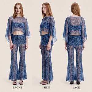 <span class=keywords><strong>Pantalon</strong></span> évasé pour <span class=keywords><strong>femme</strong></span>, respirant, infroissable, vintage, d'été, à imprimé léopard, <span class=keywords><strong>taille</strong></span> haute, <span class=keywords><strong>taille</strong></span> élastique, en maille, imprimé numérique - Product Image 2