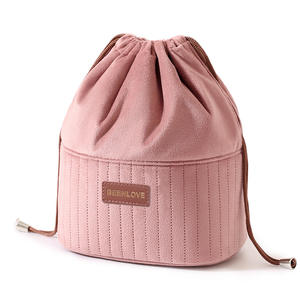 Bolsa de maquillaje con cordón Beeklove, bolsa redonda de poliéster para viaje, almacenamiento de artículos de tocador, organizador de maquillaje, rosa, beige, verde, negro - Product Image 2