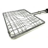 Grille extérieure en acier inoxydable pour quatre hamburgers, panier de barbecue avec longue poignée