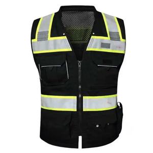 Gilet de sécurité réfléchissant noir avec poches, couleur personnalisée, visibilité fluorescente, classe 2 - Product Image 3