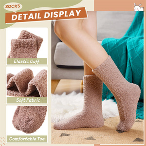Solid Custom Grip <strong>Socks</strong> Unisex Home Floor Women <strong>Socks</strong> Soft Plush <strong>Fuzzy</strong> <strong>Socks</strong> - Product Image 4