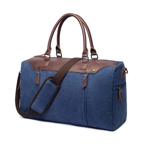 Canvas Travel Duffel <b>Bag</b> with Adjustable Strap Large Capacity <b>Weekender</b> for <b>Men</b> Women Gray and Brown Zipper Closure - Product Image 4