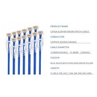 Kabel UTP slim tanpa pelindung, kabel slim 1 meter Cat6 UTP 28AWG 32AWG, Kabel UTP 28AWG Patch Cord 15cm, Kabel Cat6a/Cat6 28AWG 1m/5m
