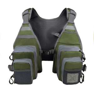 Gilet de pêche à la mouche léger et robuste toutes saisons avec dos en maille verte, fermeture sécurisée et sangles réglables pour hommes et femmes - Product Image 1