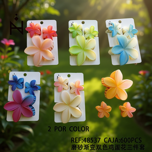 Pinces à cheveux Angelina Frosted Gradient Frangipani 10 cm, lot de trois, pour femmes, usage quotidien - Product Image 5