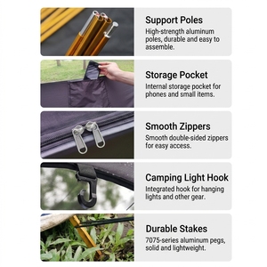 Hamaca de Camping 3 <span class=keywords><strong>en</strong></span> 1 de Nailon con Mosquitera y Toldo Impermeable de 3000 mm, Ultraligera y Portátil, para una Persona - Product Image 4