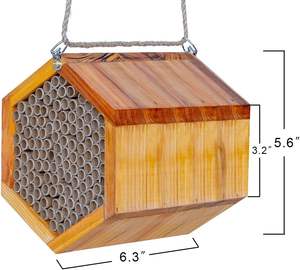 Usine en bois Mason Bee House fait à la main en bois naturel abeille ruche charpentier maisons d'abeilles pour jardin ruche boîte - Product Image 2