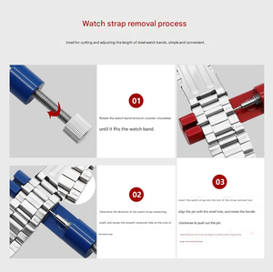 Kit d'outils de réparation pour l'élimination des maillons de bracelet de montre en métal Upro pour horlogers avec 3 broches supplémentaires, petit outil pour bracelet de montre, vente en gros - Product Image 4