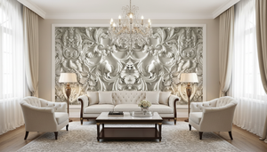 <span class=keywords><strong>Papier</strong></span> <span class=keywords><strong>peint</strong></span> mural 3D en relief blanc de style <span class=keywords><strong>baroque</strong></span> européen, motif floral vintage avec oiseaux et volutes, taille personnalisée, décoration murale - Product Image 5