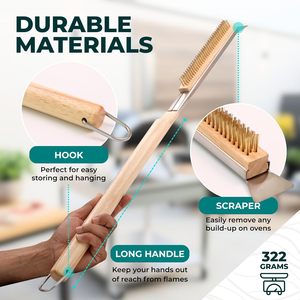 Cepillo de Limpieza para Horno de Pizza con Mango Largo y Raspador, Accesorios para Herramientas de Limpieza de Piedra para Pizza, Compatible con <span class=keywords><strong>Ooni</strong></span>, Gozney - Product Image 3