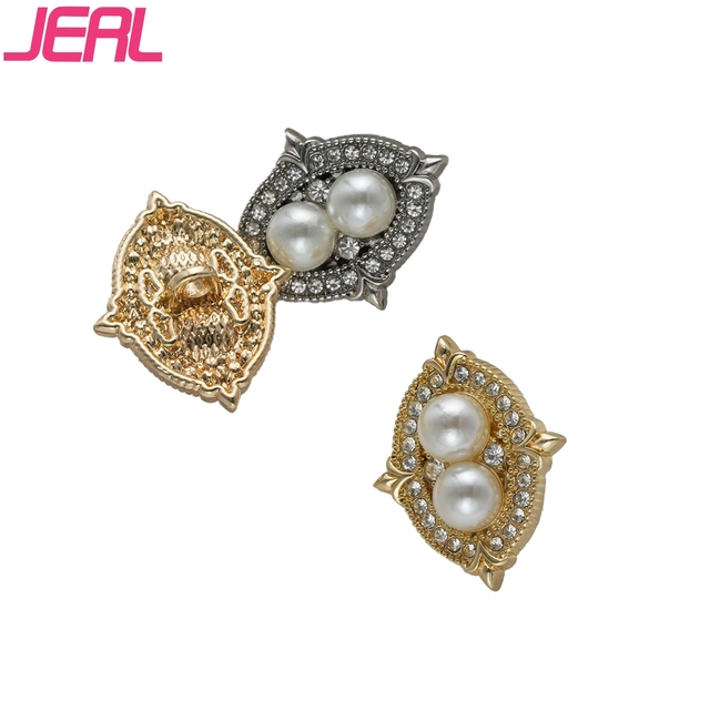 Customized 22MM New Luxury Oval Metal Button Pearl Button Sewing Rhinestone Accessories for Clothing
