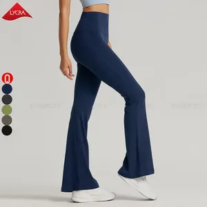 Pantaloni a zampa di elefante a vita alta di nuovo stile all'ingrosso pantaloni sportivi Casual Logo privato personalizzato pantaloni da Yoga a gamba larga da donna