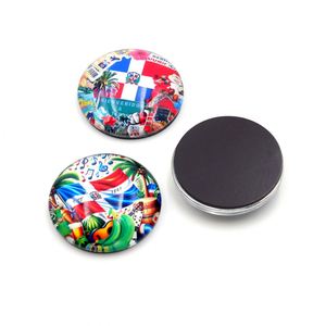 Imán de Cristal para Refrigerador Personalizable con Cabujón de Vidrio Redondo 3D, Diseño Personalizado de la República Dominicana - Product Image 3