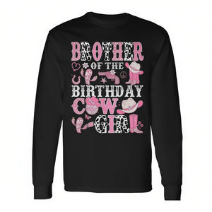 Camiseta de manga larga Brother Of The Birthday Cowgirl Rodeo, diseño rosa y negro - Product Image 2