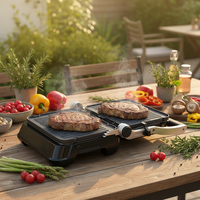 Grill électrique détachable 2-en-1 avec surface antiadhésive et fonction sans fumée