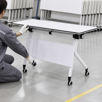 Table de formation pliante commerciale, bureau d'étudiant pliable pour l'école, table de réunion pliable avec étagère de rangement sous le bureau