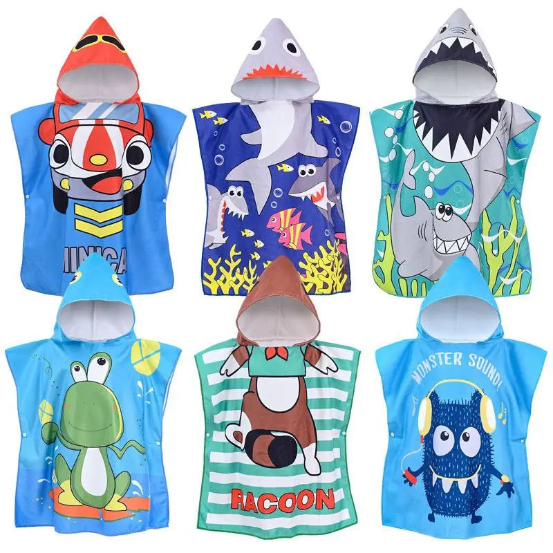 custom kids baby sand free wearable hoodie bath towels Promotional kids swimming beach towel with sleeve pouch fleece blanket