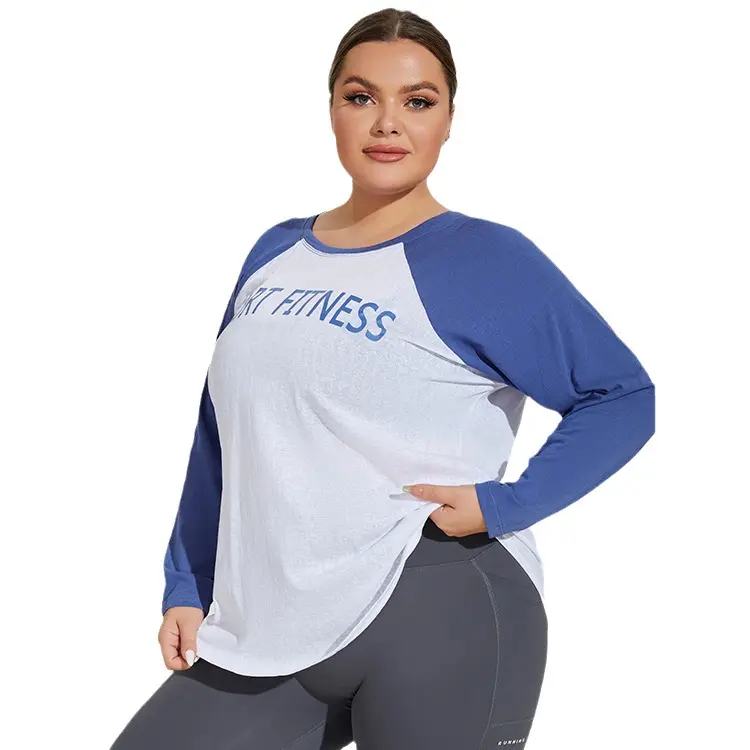 MAQVOB T-shirt surdimensionné Femme High Street Fashion Automne Hiver Nouveau Yoga Wear Loose Fitness Wear