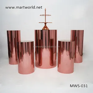 gold mirror stand rose edestal table bridal shower pillars plinth for wedding party dessert table sweets display decor(MWS-031)