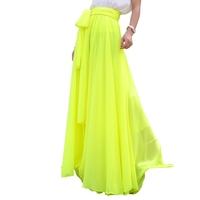 Femmes OEM Bohème Chiffon Sol Maxi Jupe Longue Vintage Taille Haute Plage Plissée pour Musulman Arabe