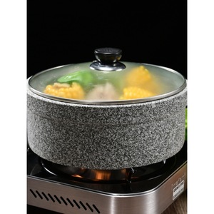 Stone Pot Dish With Lid Heat Resistant Natural Stone For Bibimbap Stone Pot Fish Commercial Use - Product Image 2