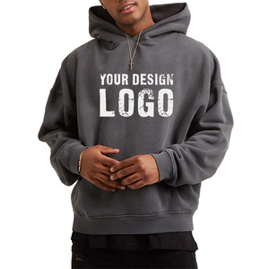 Sweat-shirts pour hommes décontractés de style streetwear, lourds, amples, sportifs, automne-hiver, sans cordon de serrage, épaules tombantes, grandes tailles - Product Image 2