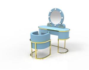 High Quality MDF Children Wooden Children Furniture Kids Dressing Table and Chair Set with Stool for Girl