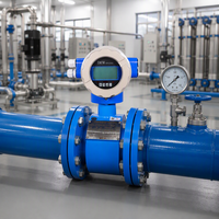 Split Integrated Type Electromagnetic Flow Meter ±0.5% Accuracy 4-20mA Pulse RS485 HART for Acid Sewage Slurry Corrosive Fluid