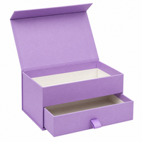 Boîte cadeau rigide à deux étages avec couvercle rabattable et tiroir, couleur lavande personnalisée, pour l'emballage de coffrets cosmétiques haut de gamme