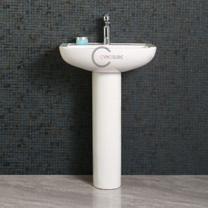 Achat en gros de lavabo colonne en céramique pour la rénovation hôtelière, socle gain de place pour petite salle de bain et toilettes. - Product Image 2