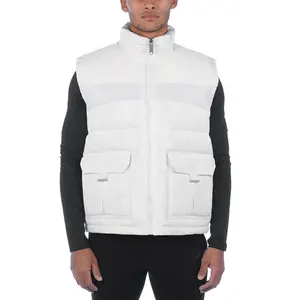 Tùy Chỉnh Logo Cargo Pockets Không Thấm Nước Độn Xuống Vest Jacket Với Phản Quang Sọc Phía Trước