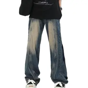 Beliebte High Street Baumwoll jeans Straight Leg Pants Baggy Distressed gewaschene Männer Amiry Denim Jeans