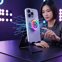 Support de téléphone magnétique réglable F17 avec lumière LED et ventilateur de refroidissement pour mobile