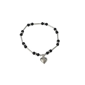 Collier en argent sterling S925 Yinruitai avec pendentif cœur en agate noire, chaîne de pull pour femme, style coréen, bijou cadeau - Product Image 5