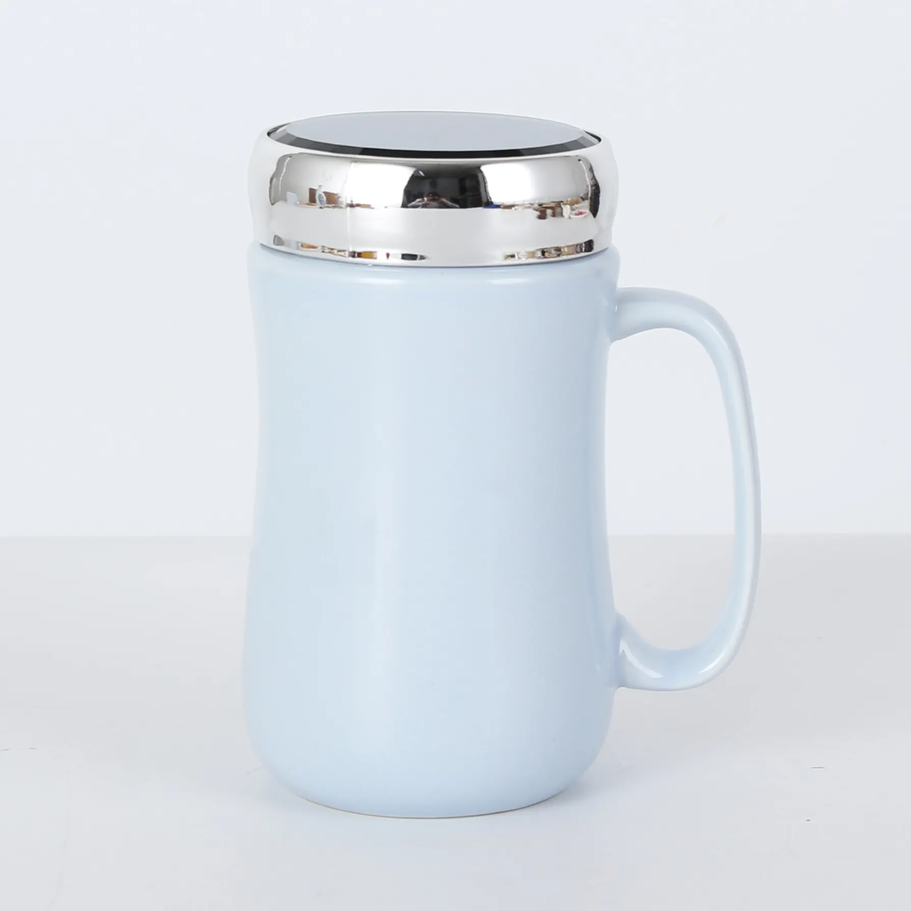 Taza de café de cerámica personalizada con tapa, taza de agua China de hueso con tapa