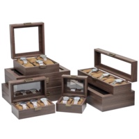 Boîte de rangement vintage pour 3 montres avec couvercle en verre, en cuir PU grain de bois, étui de rangement triple pour montres, logo personnalisé