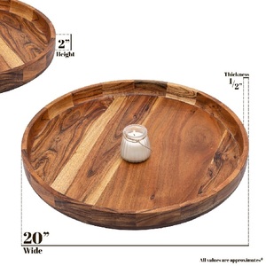 Hot Selling Hand Crafted Round Tray Large Round Acacia Wood Serving Tray Wooden Tray for Dry Fruits Cake Vegetables for Sale - Product Image 6