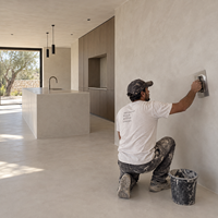 Peinture microciment décorative intérieure, revêtement imperméable sans joint pour murs et sols, finition lisse pour salle de bain, salon, chambre