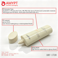 Tube souple en PE de 50 ml, capacité personnalisable, couleur cosmétique, emballage avec bouchon à vis, impression sérigraphique, petite buse incurvée, soins de la peau