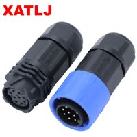Conector de Alimentación RF para PCB, Serie XATLJ M19, 2-19 Pines, Macho/Hembra, Autoblocante, Impermeable IP67, con Certificación CE, ETL, UL94V-0, 25A