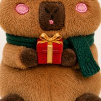Maßgefertigtes Weihnachts-Capybara-Plüschtier mit Weihnachtsmütze, Schal und Geschenkbox, Langlebig, 12 cm, für Festliche Heimdekoration