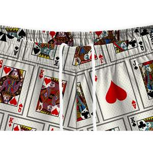Shorts de course athlétiques respirants en maille pour hommes, personnalisés avec imprimé cartes de poker et cordon de serrage - Product Image 1